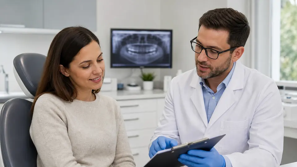 Dentist reviewing treatment options after tooth extraction