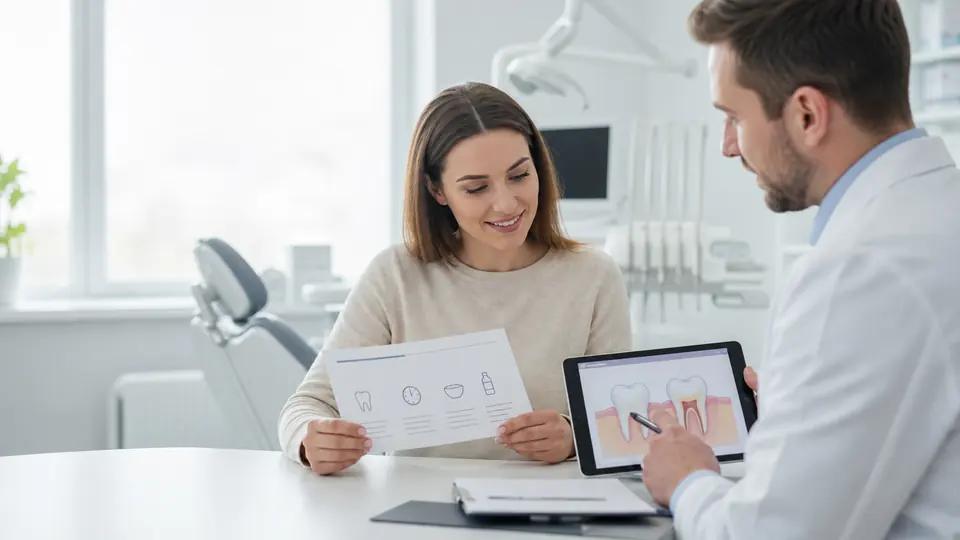 Patient reading aftercare instructions for infection after tooth extraction